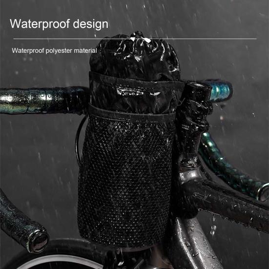Water Bottle Holder Bag with Fastener Tapes Waterproof Mesh Pocket Design Universal Bicycle Water Bottle Carrier Pouch
