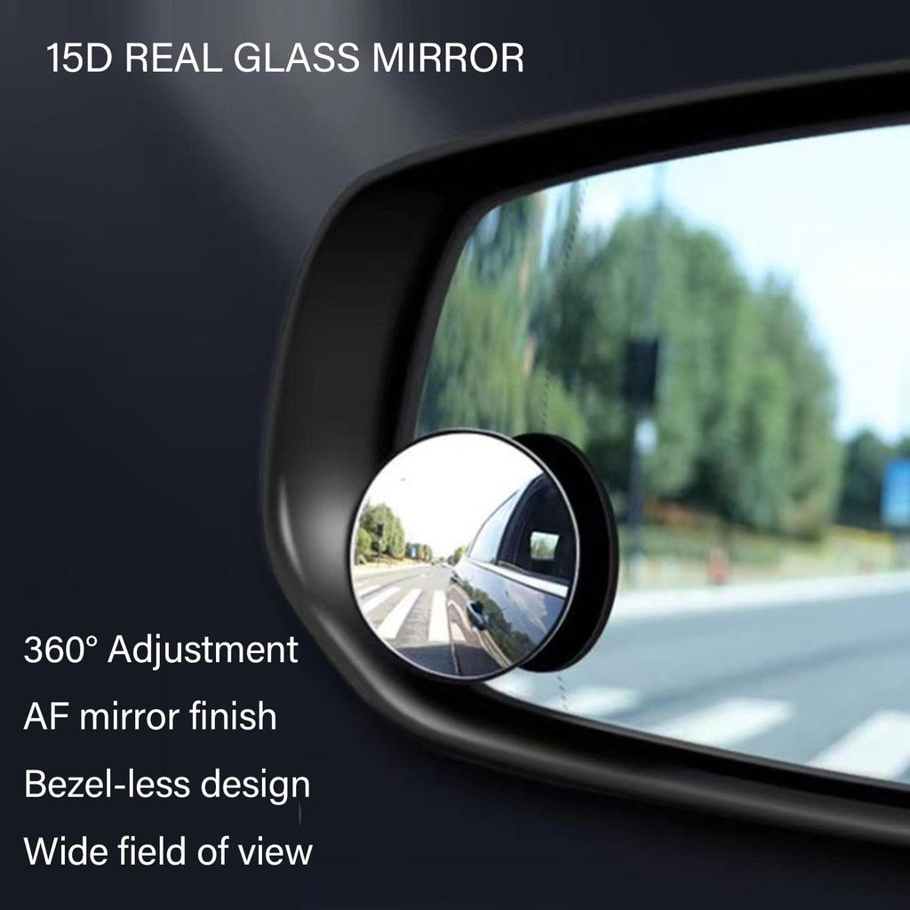 Tuyhnj Convex Mirror, Car, Side Mirror, Blind Spot, Auxiliary Observation Mirror, 2 Pack, Adjustable