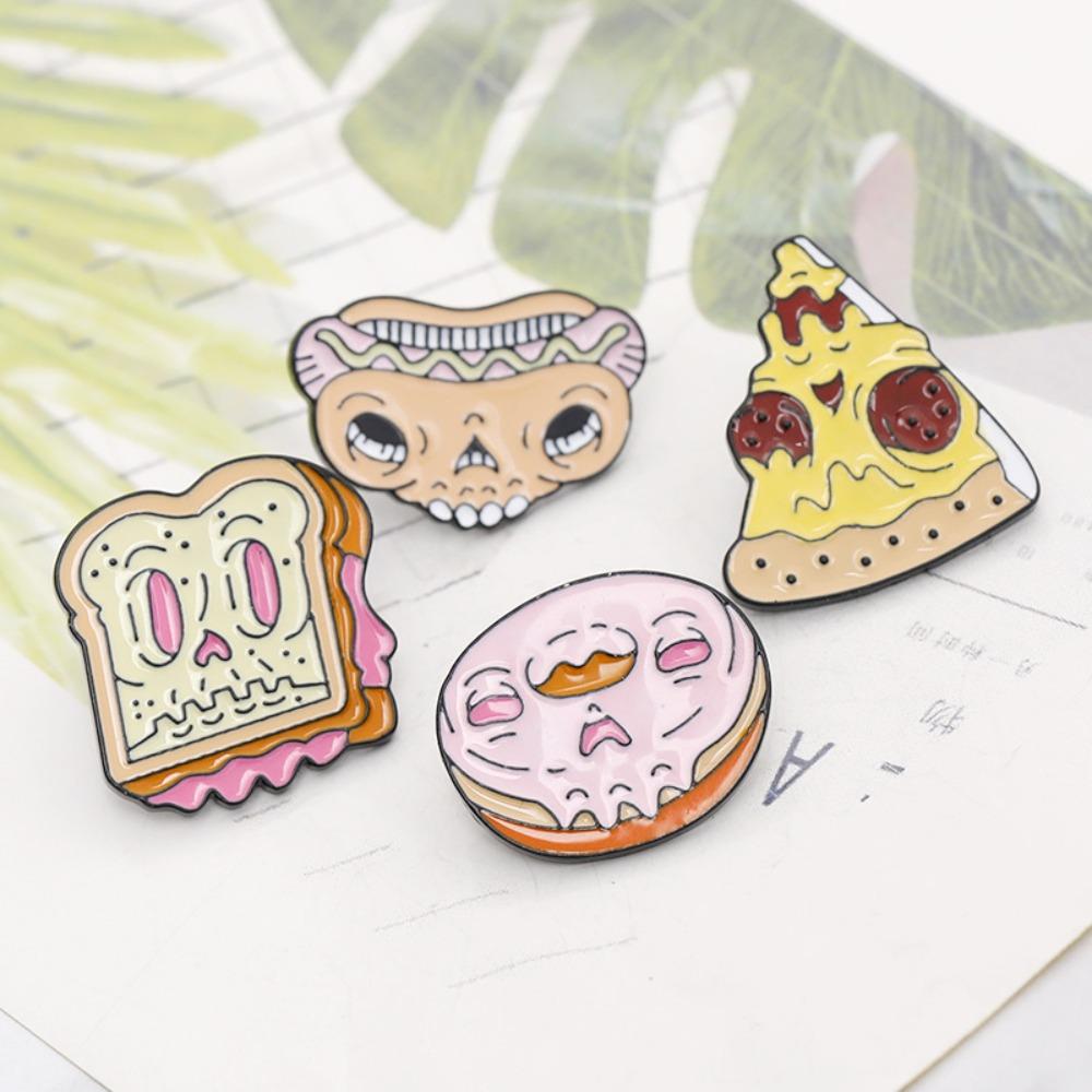 Vintage Halloween Lapel Pins Zinc Zinc Alloy Doughnut Brooch  Halloween Jewelry Accessory