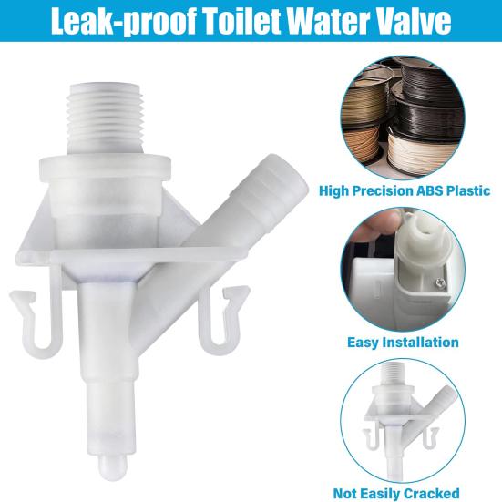 385311641 Water Valve Kit Plastic RV Toilet Valve Parts Water Valve Replacement for 300 310 320 Series Pedal Flush Toilets