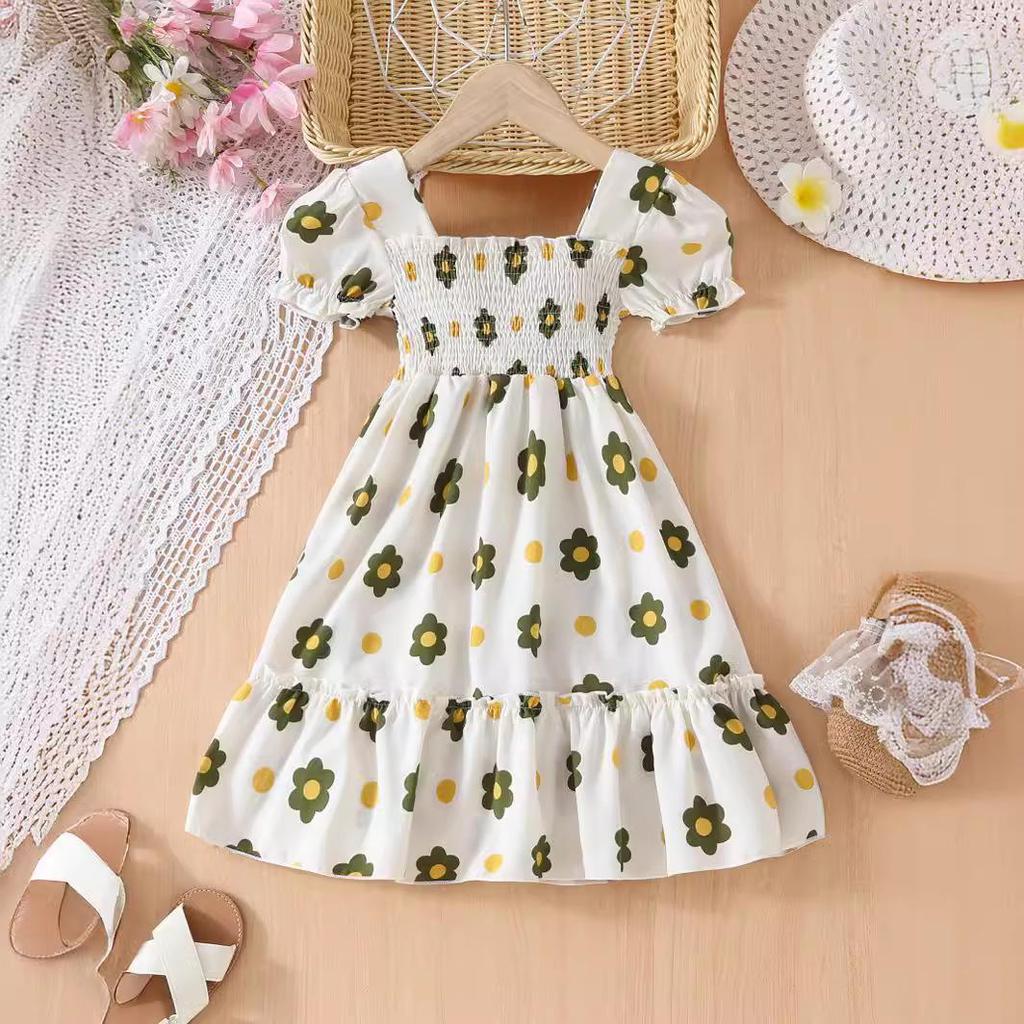 Moda para Niñas Lindo Vestido de Flores Verano Niños Casual Dulce Bonito Vestido de Princesa de Manga Corta