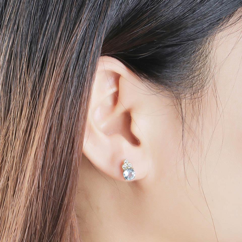 Umcho Natural Sky Blue Topaz Stud Earrings For Women Yellow 925 Sterling Silver Earrings Female Love Gift Fine Jewelry