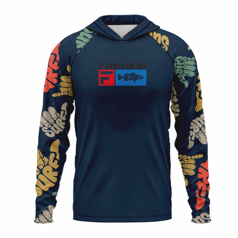 Унисекс летняя рубашка для рыбалки с капюшоном и защитой от УФ - Дизайн с рисунком из молочного шелка 6XL 2990₽