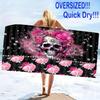Skull Print Beach Towel, Large Soft Quick Dry Towel for Beach Camping Swimming