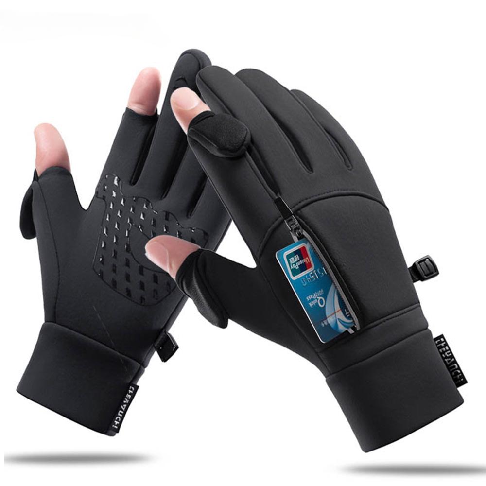 Winter Gloves for Fishing 2 Finger Flip Waterproof Windproof Touch Screen Men Women Warm Thermal Fish Angling Gloves Accessory