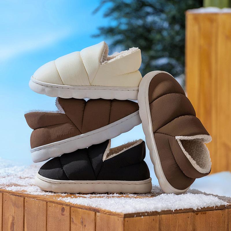 Bag heel cotton slippers home autumn and winter indoor home warmth piled platform cotton shoes couple fluffy slippers