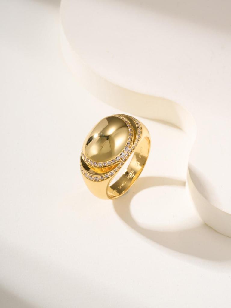 Anello Doppio Colore Uovo d'Oro Piccolo Lavorazione Raffinata Non Sbiadisce e Non Allergico Gioiello Regalo