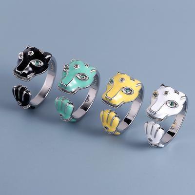 Niedlicher Tierförmiger Emaille-Leopardenring Nischenpersönlichkeit Verstellbarer Ring