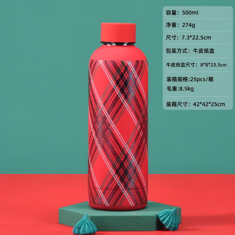 

Stainless Steel Thermos Cup, Coffee Cup, Christmas Red Set, Large Capacity Handle Outdoor Sports Water Cup 350-1000ml
