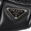 Pristine PRADA Sneakers Triangle Logo Triangle Plate Black Nappa Leather Mens 6 Used