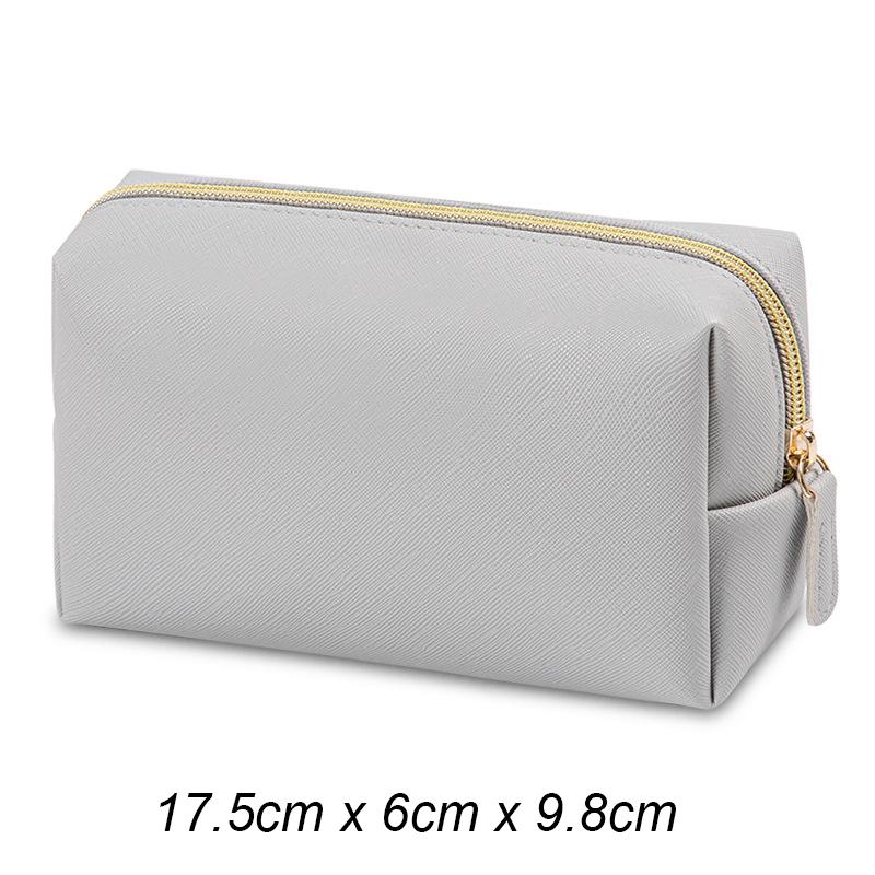 Solid Color Makeup Pouch Women Cosmetic Bag Waterproof PU Leather Travel Portable Wash Toiletry Storage Bag Organizer Purse