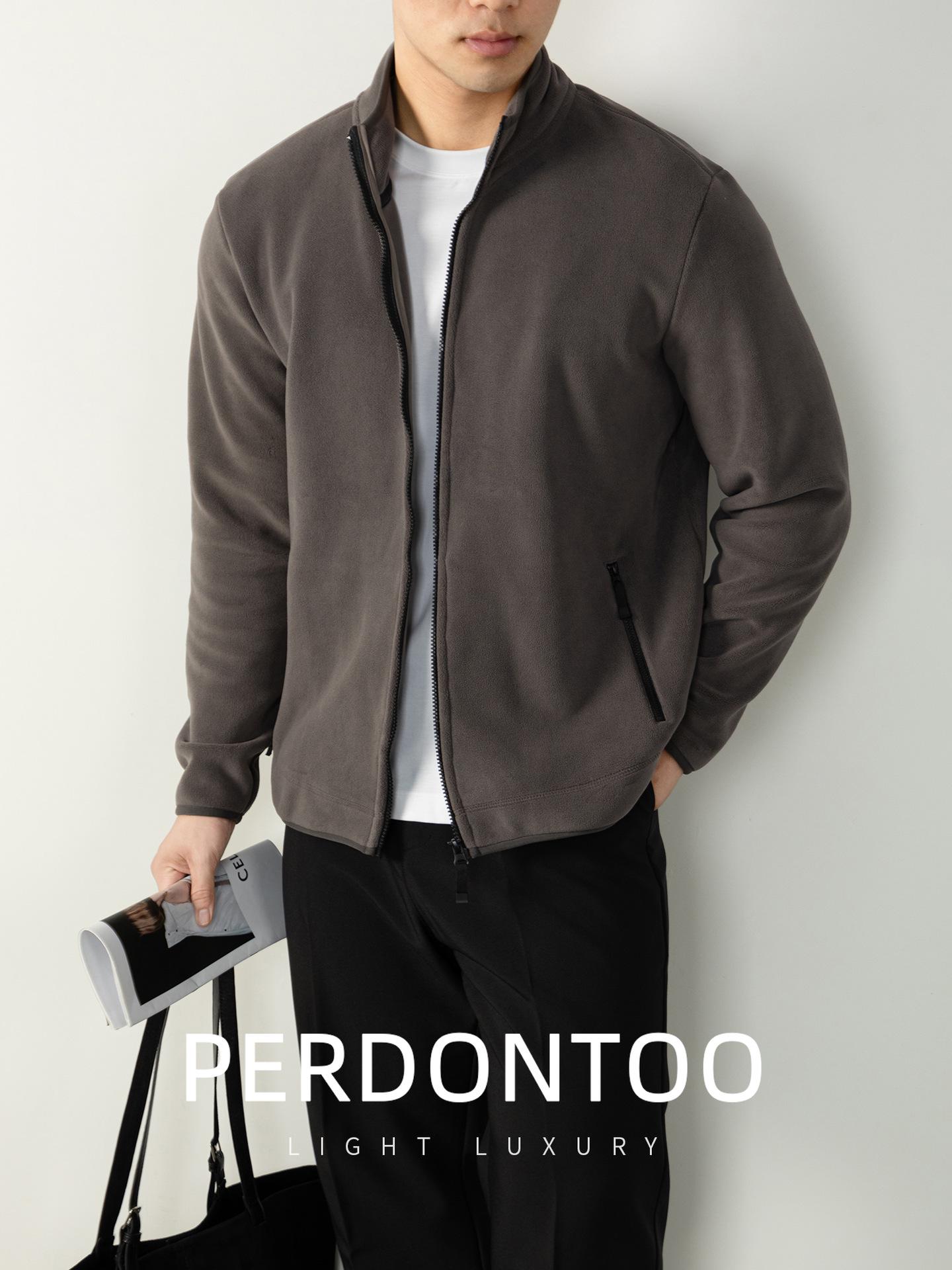 Men s Double-Sided Sherpa Fleece Business Jacket - Old Money Style, Stand Collar, Thick, Warm Winter Cardigan M