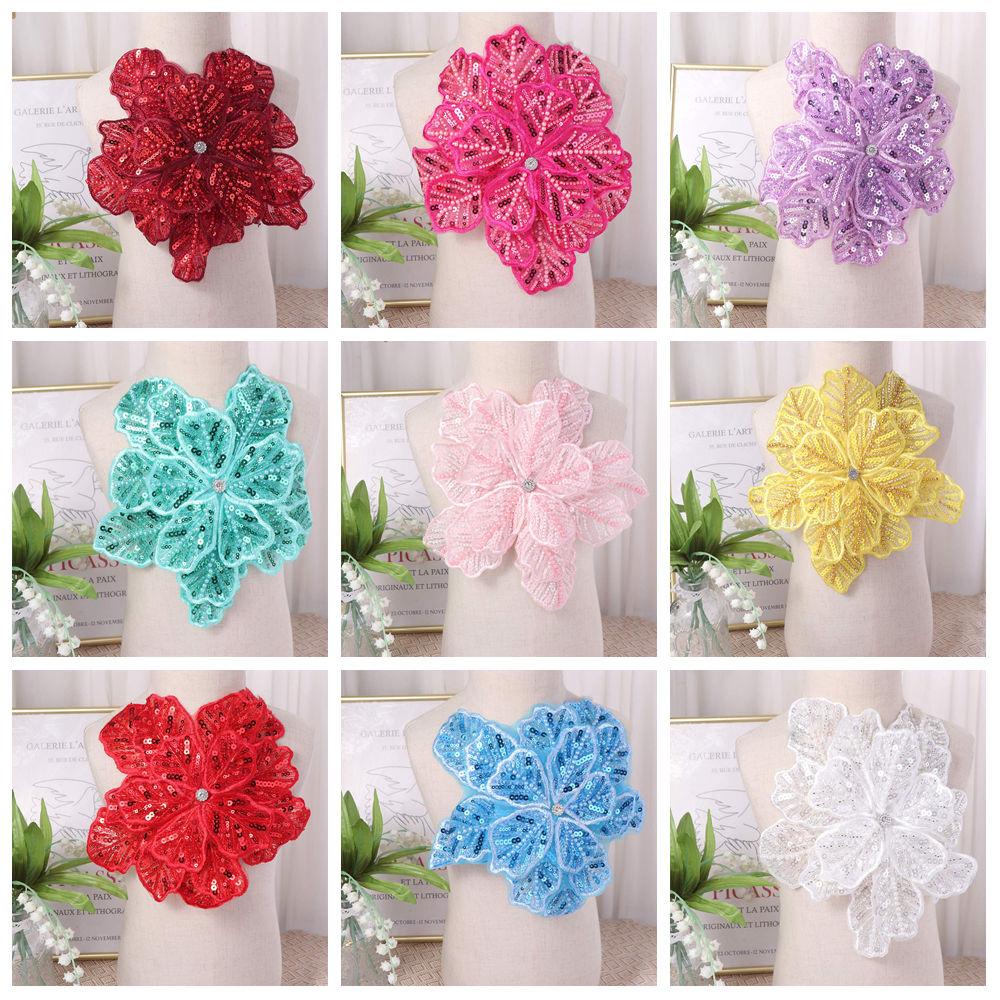 Sequin Clothing Patches Clothing Brooch Clothing Applique Flower Multi-layer Appliques Dressmaking