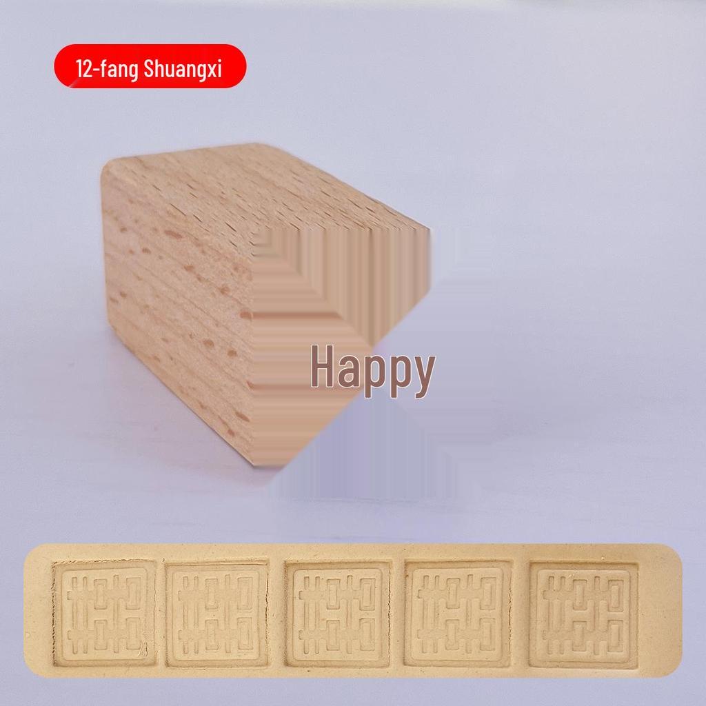 16-Piece Handcrafted Solid Wood Stamps for Clay Sculpting and Cartoon Mooncake Textures