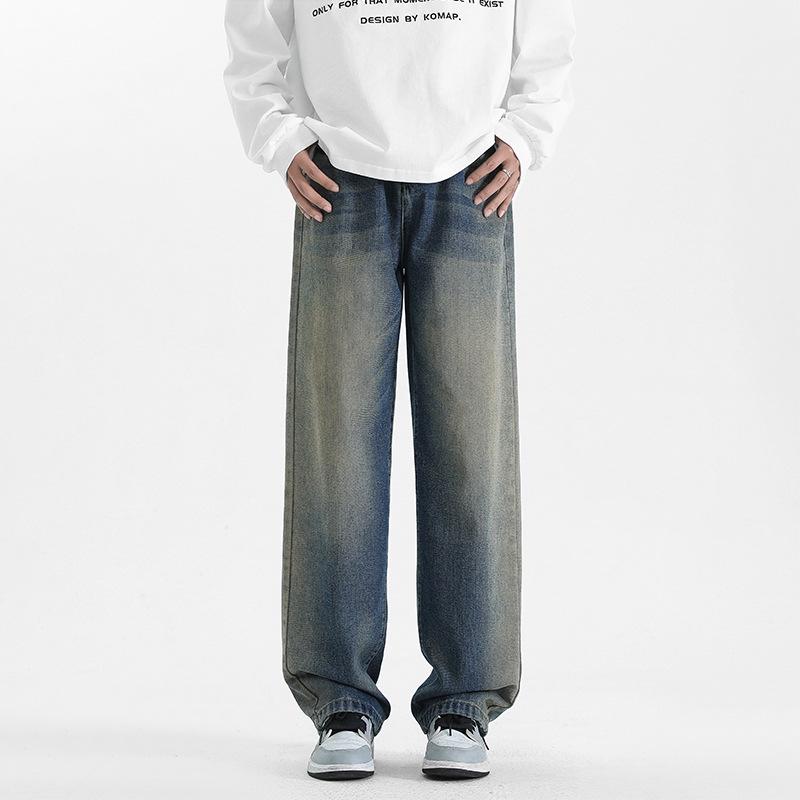 

Yadu Four Seasons Denim Style Retro Loose Straight-Leg Pants - Casual, Unisex Long Pants 525 2XL