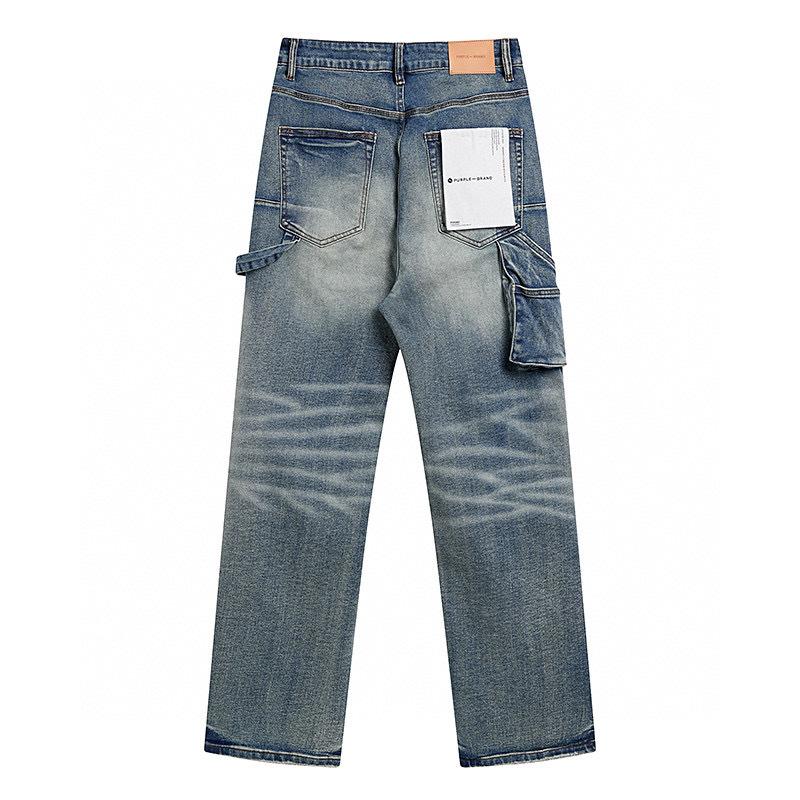 Tide Brand Washed Vintage Distressed Ripped Craft Stretch Jeans Wide Legs American High Street Style Tide