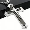 Men's Multi-layer Three-color Diamond Inlaid Cross Necklace