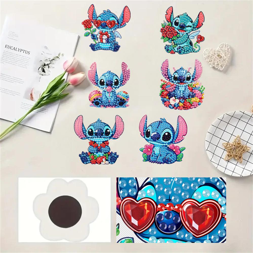 

6Pcs The Stitch Series Diamond Art Fridge Magnet Diamond Painting Refrigerator Magnet DIY Fridge Stickers for Fridge Whiteboards