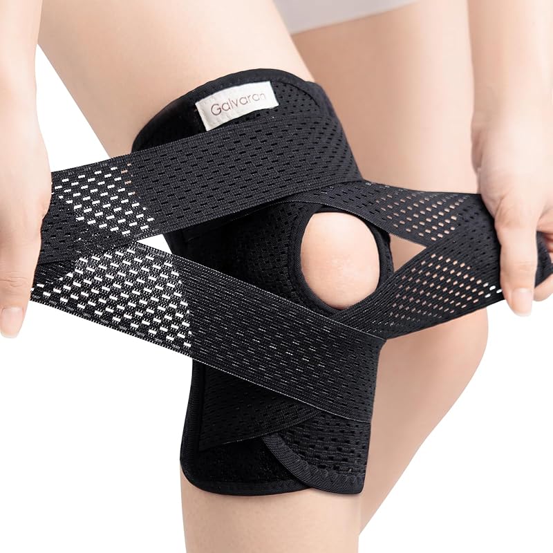Galvaran Knee Brace with Side Stabilizers for Meniscal Tear Knee Pain ACL MCL Arthritis Injuries Recovery, Breathable Adjustable Knee Support for Men Small