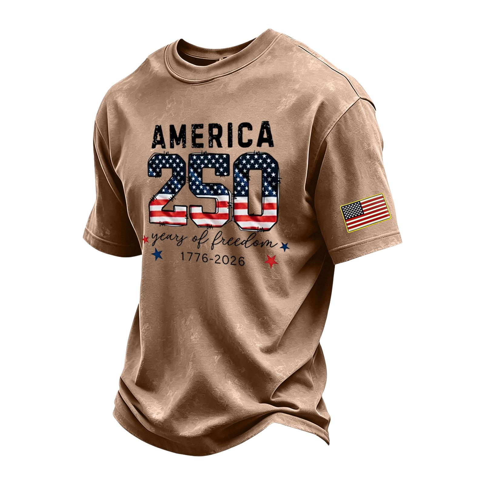 

Men Vintage Washed Crew Neck Short Sleeve T Shirt Independent Day Graphic Print Soft Comfortable Casual Fit Tee XL кавовий