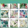 Classic 18'' Green Tropical Plant Cotton Linen Cushion Cover For Stylish Living