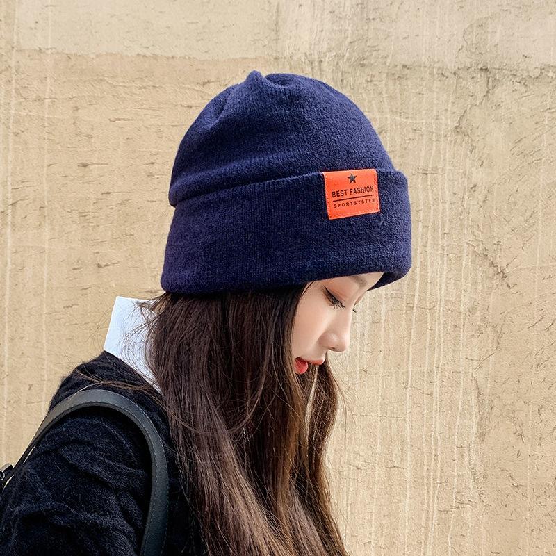 Pălărie Pălărie de lână de toamnă și iarnă pentru femei, pălărie rece, șapcă cu glugă, pălărie coreeană tricotată sălbatică, șapcă lunară