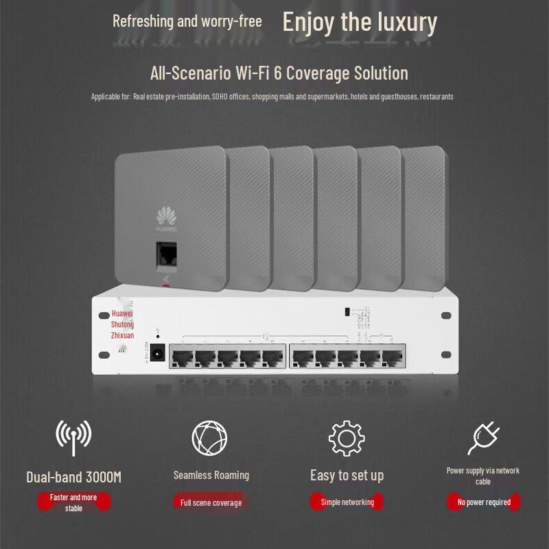 

Huawei Enterprise Whole Home WiFi 6 System (6 APs + 8-Port PoE Switch)