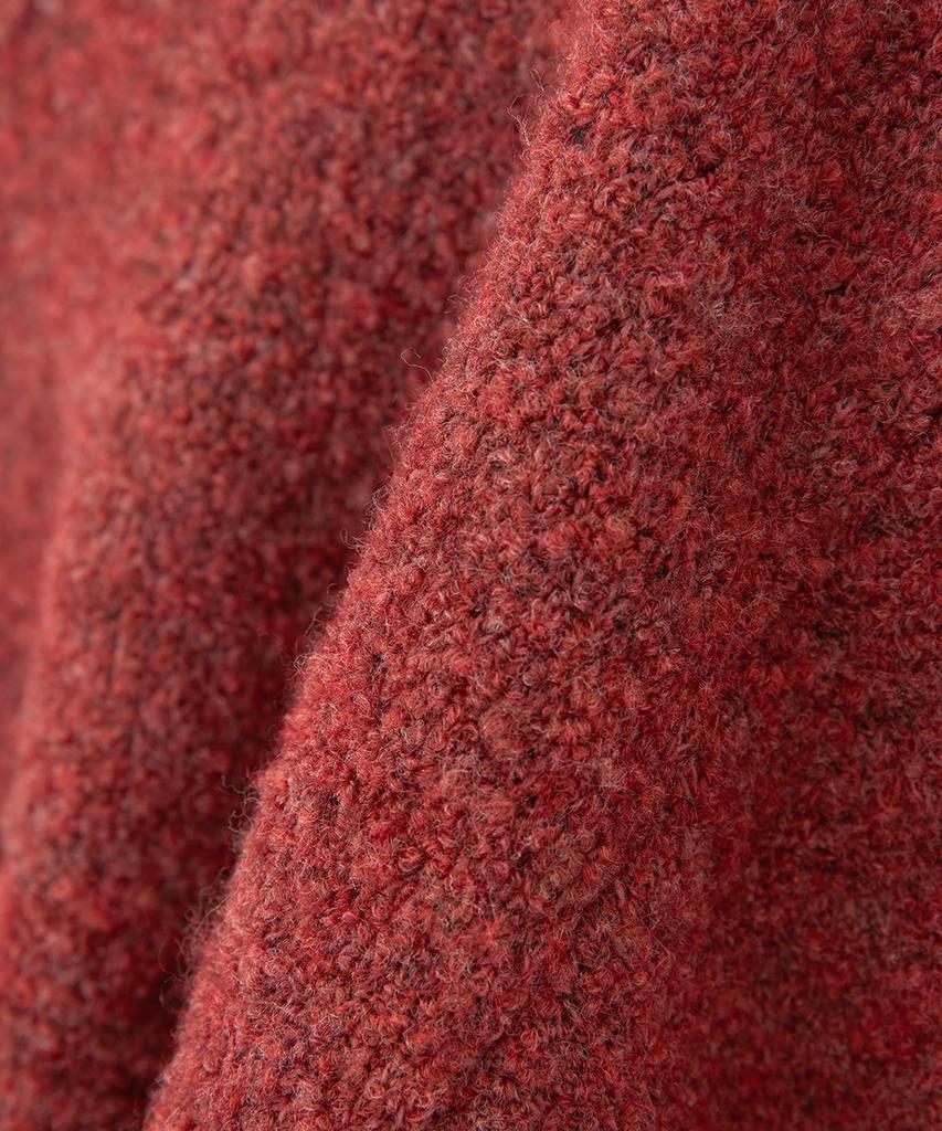 NOIRER FOR WOMAN Boucle V-Neck Oversized Sweater (Red)