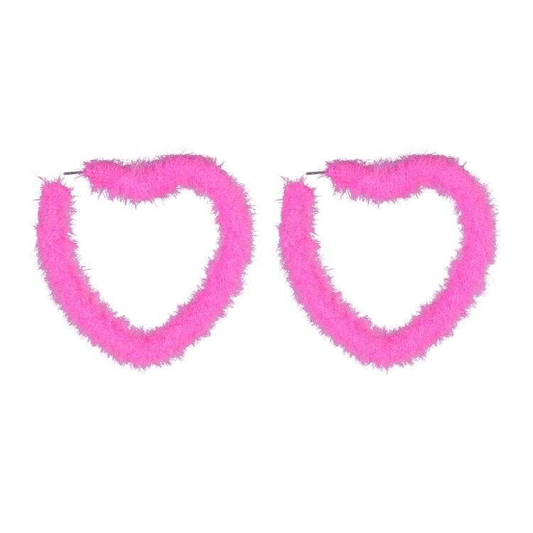 Sweet Cool Plush Heart Hoop Earrings Exaggerated Dangle Earrings Birthday Gift
