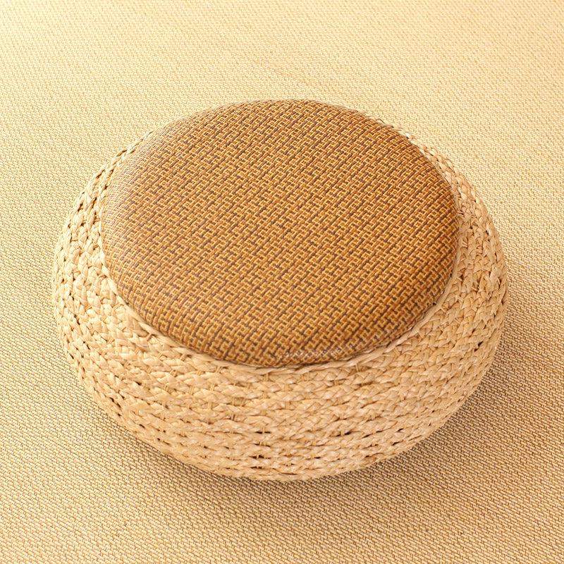 Japanisches Tatami Rattan Bodenkissen - Dicke Runde Zen Meditationsmatte