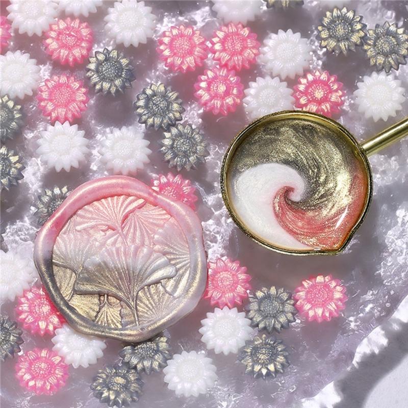 100Pcs Gilter Sealing Wax Beads for Wax Seal Stamp, Flower Wax Seal Beads for Gift Wrapping, Invitation Envelope Decor