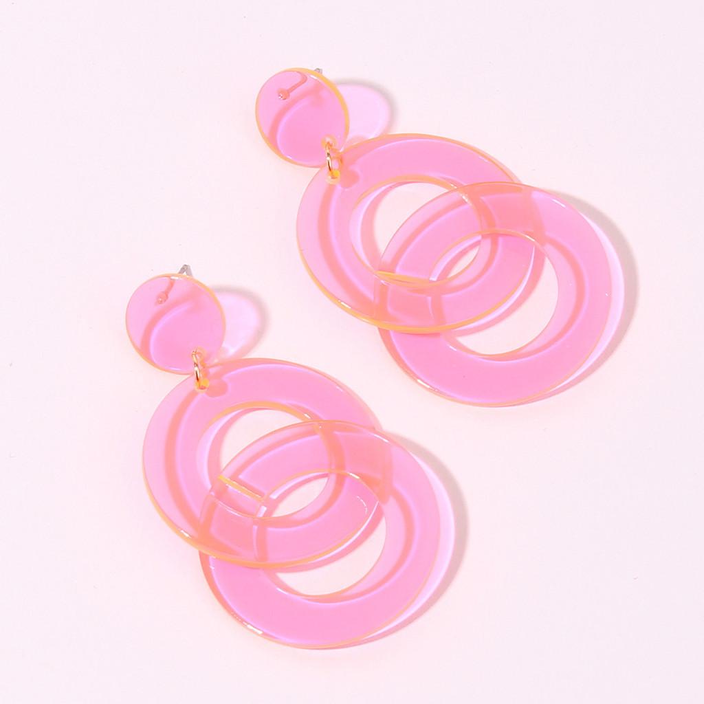 Geometric Acrylic Earrings With Fluorescent Color For Daily Fashion And Gift Use