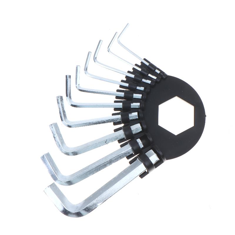 10 Piece Metric Hex Key Set Hardened Steel Foldable Storage Ring For Home Repair Bike Maintenance Assembly