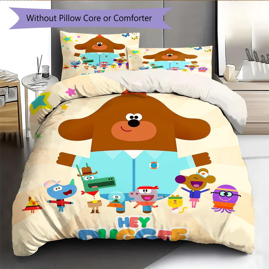 Hey Duggee Pattern Bedding Quilt Set Home Decoration Gift (1 * duvet cover + 2 * pillowcase without core)