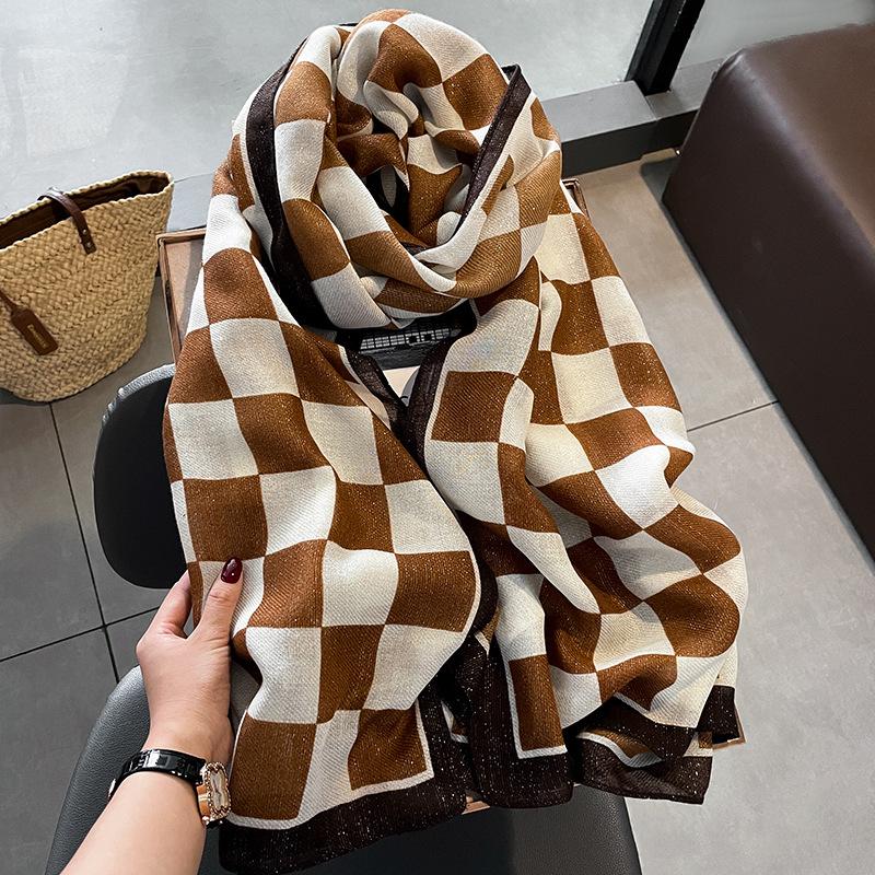 Luxury New Women Cotton Scarf Large Shawls Pashmina Hijab Foulard Echarpe Brand Designer Print Lady Beach Stole Head Scarves