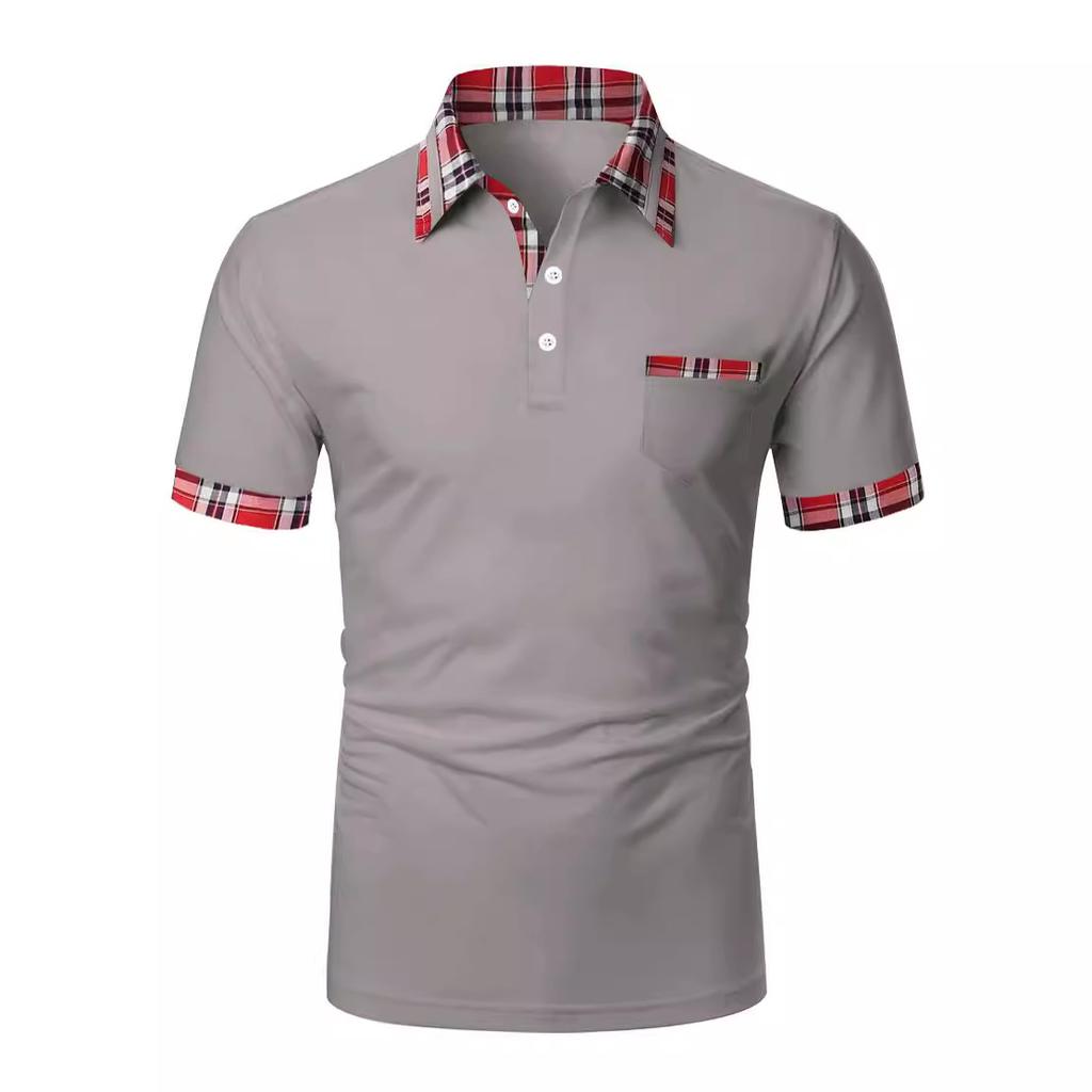 Sommer neues Herren-Poloshirt Kurzarm Colour Blocking Reißverschluss-Tops