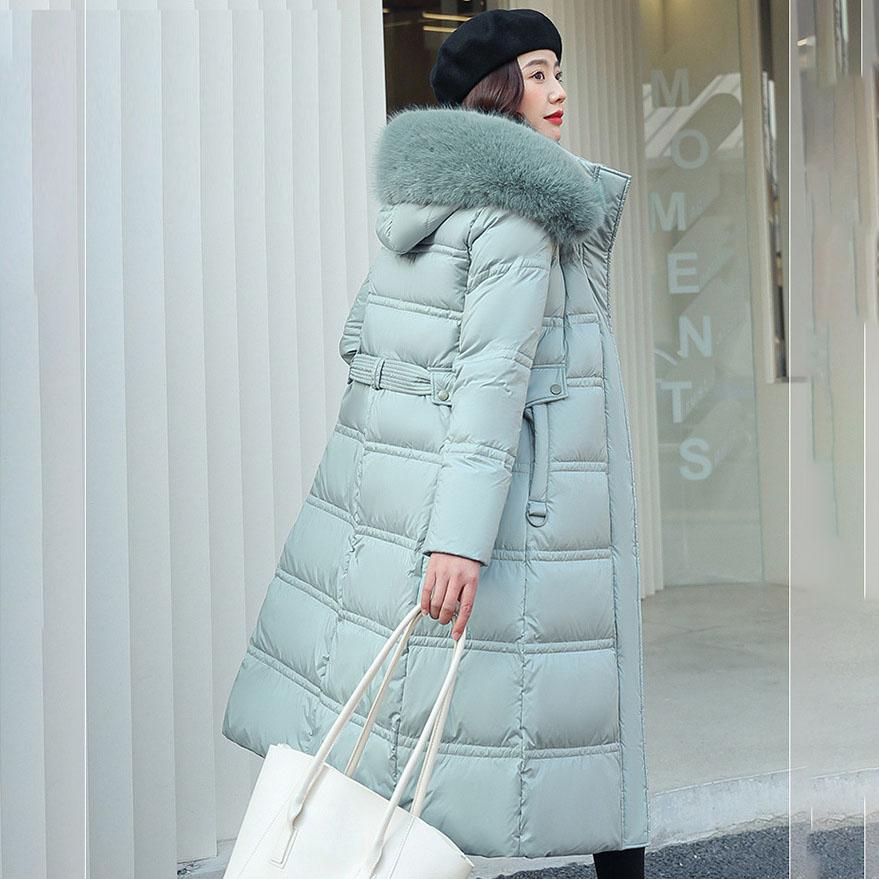 Down Jacket Women's Winter Long Cotton-padded Over The Knee Korean Loose Thickened Solid Color Padded Jacket