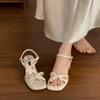 2025 New Summer French Roman Sandals Women's Super Fire Beautiful Versatile Not Tired Feet Wear with Skirt High Heels