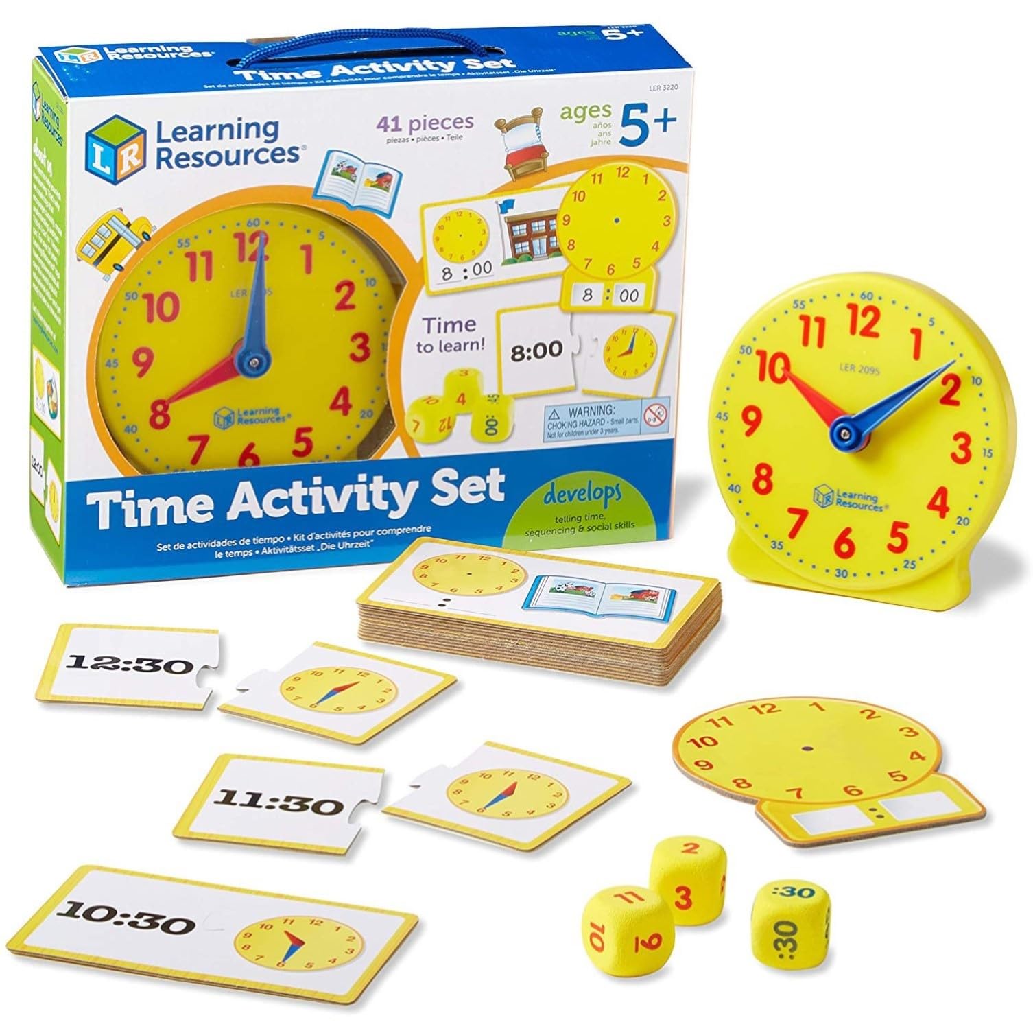 Learning Resources Math Learning Clock Activity Set LER3220-J Authentic