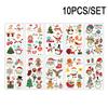 Christmas Glowing Tattoo Stickers, 10 Sheets, Each Sheet Is About 10 5X6 Cm A Variety Of Fun Cute Designs Featuring Snowflakes, Christmas Trees, Rei