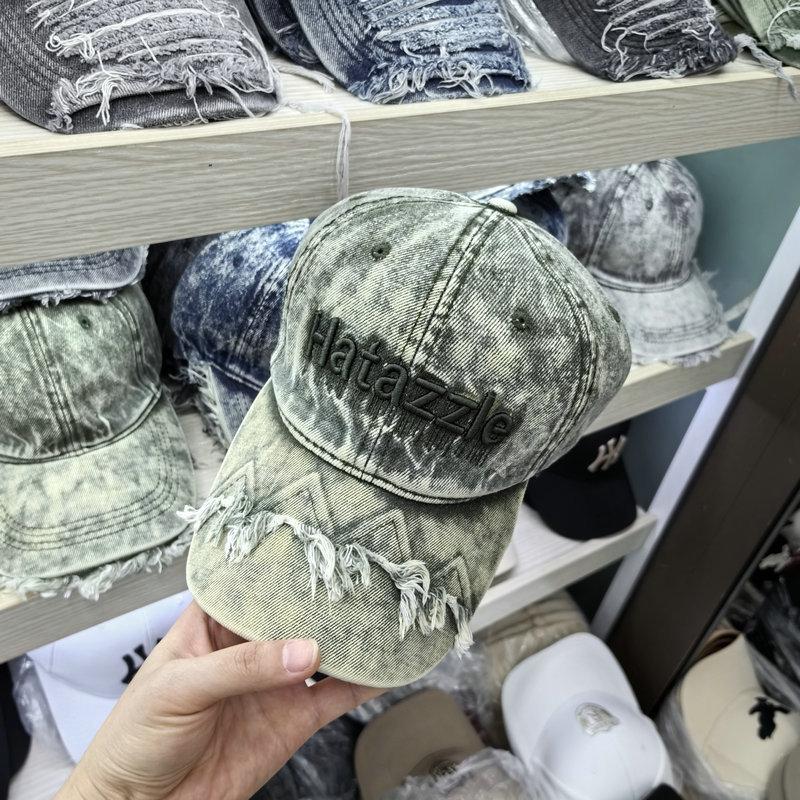 Washed and Broken Tie-dyed Denim Baseball Cap Men's Old Fashion Young Couple Versatile Face Small Casual Cap