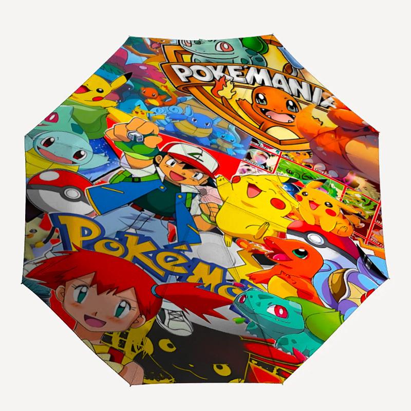 1 шт. Автоматически складывающийся зонт Pokemon Пикачу, Автоматически складывающийся зонт с 8 спицами, Удобен для использования на улице 067