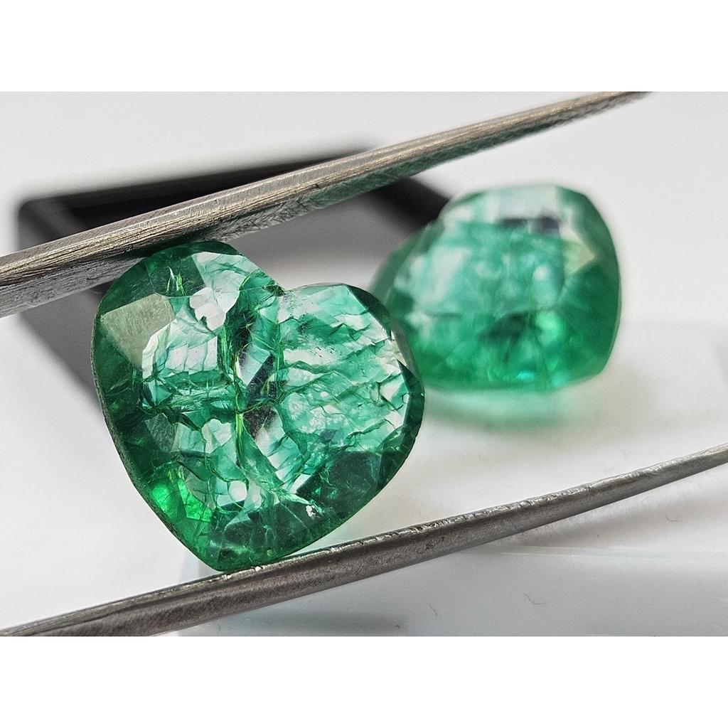 Natural Emerald Colombian Green Heart Cut 20+ Ct Pair Fabulous Loose Gemstone