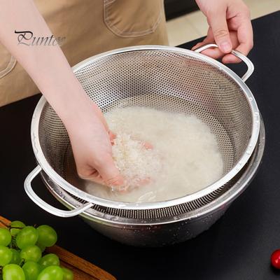 Kitchen Colander Double Ear Drain Basket Large Capacity Food Grade BPA Free Dishwasher Safe Rust-proof Fruit Vegetable Strainer