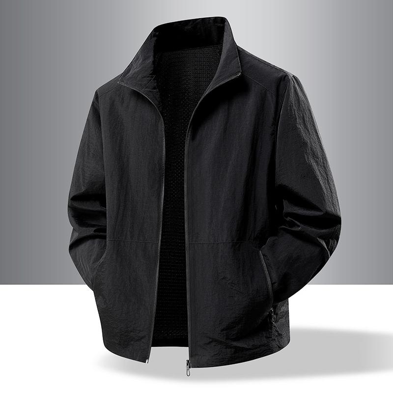 Men's Jacket Sports Loose Korean Style Casual Solid Color Pocket Long Sleeve Zipper Cardigan Top