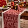 Household Rectangle Christmas Table Runner Thickened Christmas Tree Printed Elks Tablecloth Long Red Table Cover Coffee Table