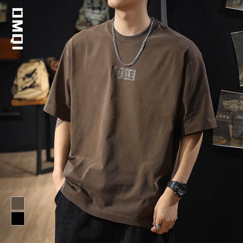 

2025 Men s Fashion Retro Heavy Cotton Short-Sleeve T-Shirt XL 145-160 jin