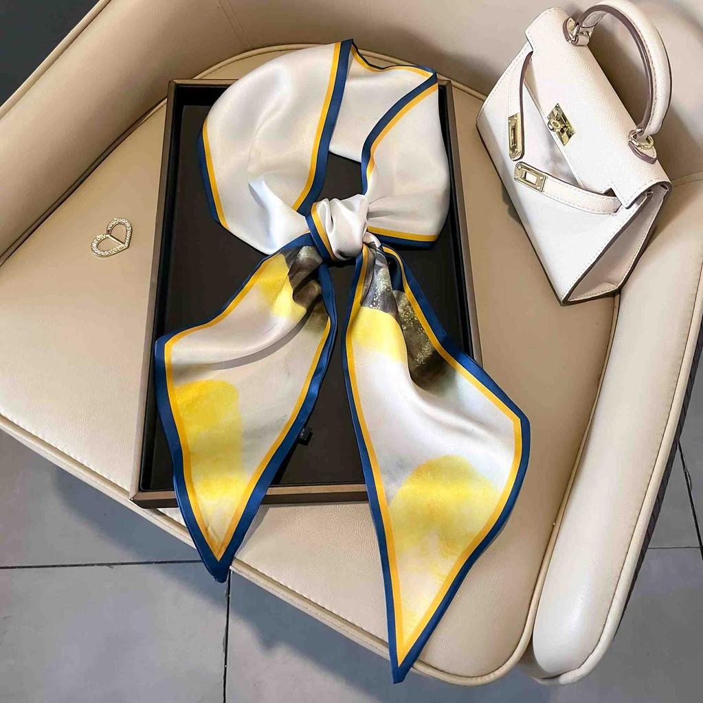 Art French Polka Dot Long Silk Scarf Femininity Versatile High Sense Spring and Autumn New with Shirt Scarf Belt