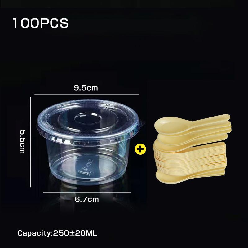 100Pcs 150ml 250ml 300ml Pudding Cups Disposable Packing Box with Lids Plastic Boxes Ice-Cream Dessert Picnic Party Packing