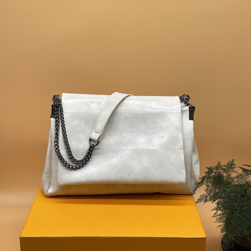 New Trendy Black Rock Style Flap Bag Chain Shoulder Crossbody Hobo Bag for Women